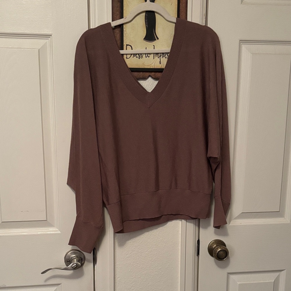 Express V-Neck Sweater - Mauve